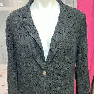 #187 Chico's Black Lace Patterned Dress Jacket Blazer Size 3 (16)
